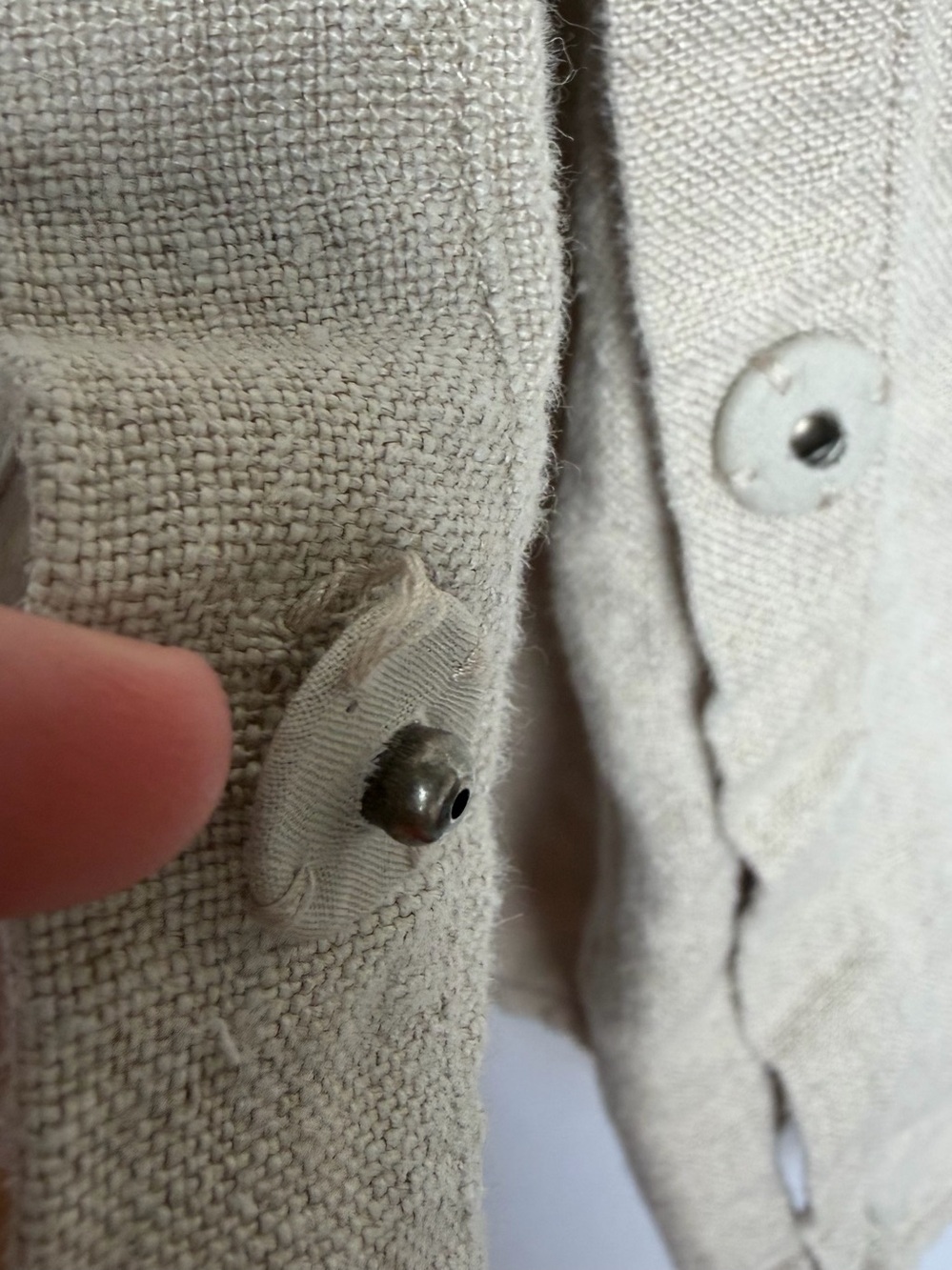 Eileen Fisher Organic Linen Mandarin Collar Beige Jacket Sz L Natural Beige - Picture 5 of 15